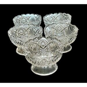 Set Of 5 Antique Bryce Madora EAPG OPEN MASTER SALT Dish Dip Cellar‎